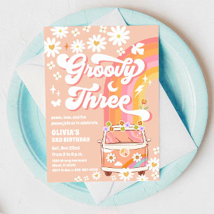 Invitación al Tercer Cumpleaños de Groovy Rainbow