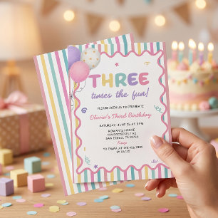 Invitación al tercer cumpleaños de la niña Tres ve