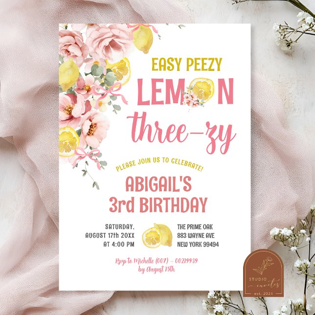 Invitación al Tercer Cumpleaños de Lemon Three-zy (Subido por el creador)