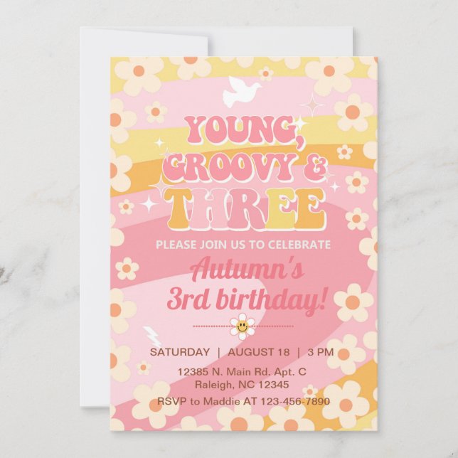 Invitación al tercer cumpleaños de Young Groovy y  (Anverso)
