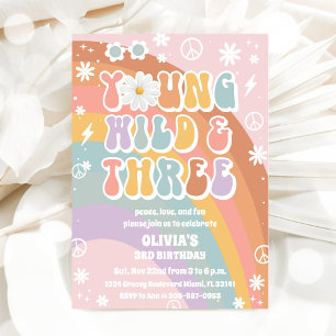 Invitación al Tercer Cumpleaños del Arcoíris Retro