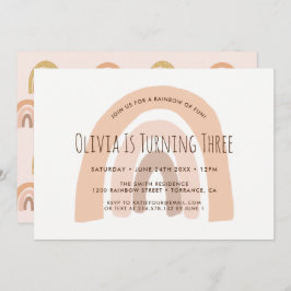 Invitación al tercer cumpleaños del Boho Pastel Ra