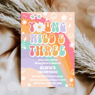 Invitación al Tercer Cumpleaños Retro Hippie