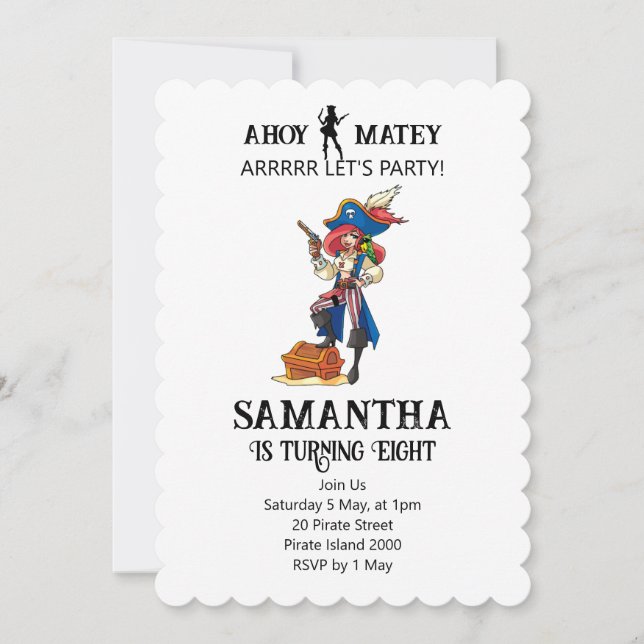 Invitación al tesoro de Chica de cumpleaños Fiesta (Anverso)