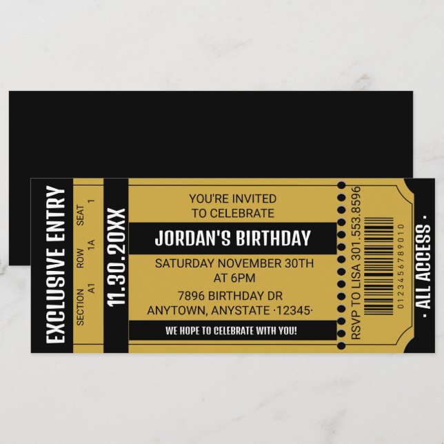 Invitación al Ticket Party | Invitaciones a evento (Anverso / Reverso)