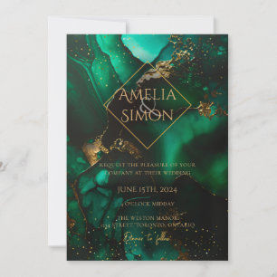 Invitación al tono verde de joyas de diamantes de