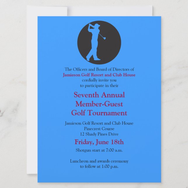 Invitación al Torneo de Golf Corporativo (Anverso)