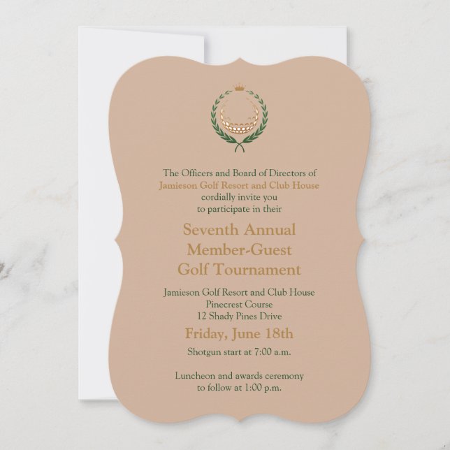 Invitación al Torneo de Golf Corporativo (Anverso)