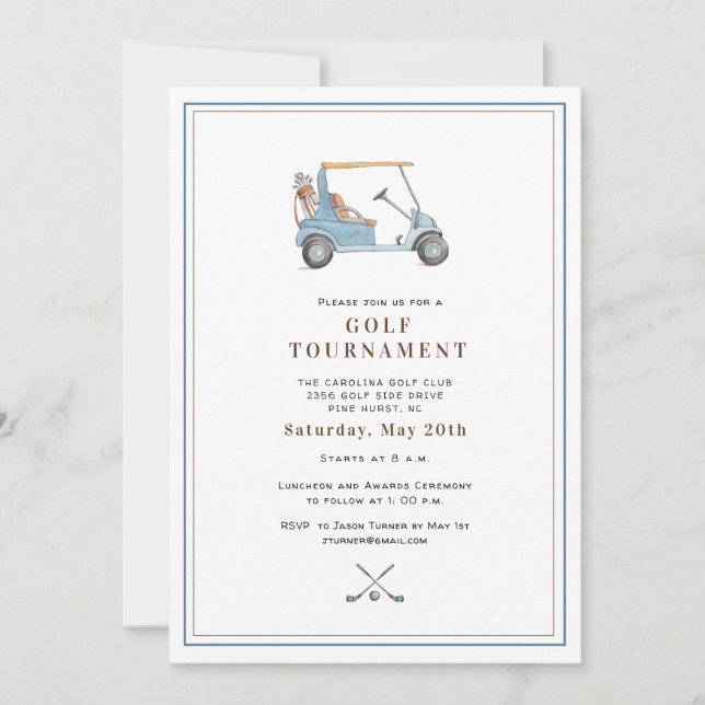 Invitación al Torneo de Golf Elegante (Anverso)