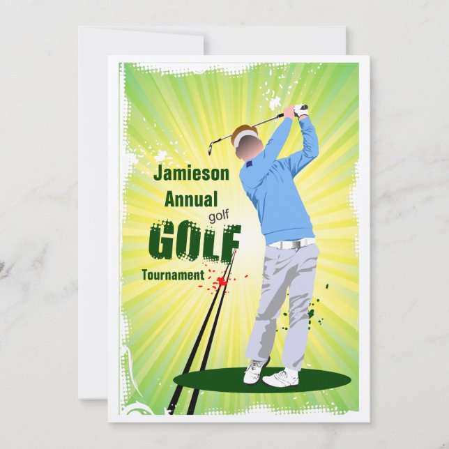 Invitación al torneo de golf Golfer Swing Golf Clu (Anverso)