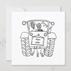 Invitación al tractor de casamiento en el país per