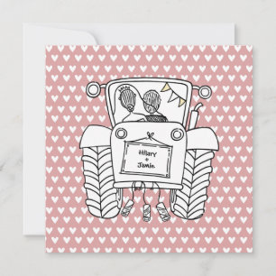 Invitación al tractor de casamiento en el país per