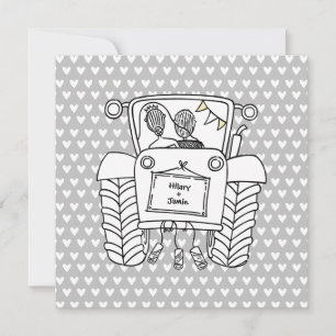 Invitación al tractor de casamiento en el país per