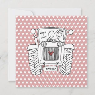Invitación al tractor de casamiento en el país per