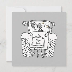 Invitación al tractor de casamiento en el país per