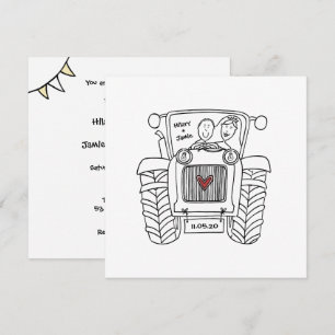 Invitación al tractor de casamiento en el país per
