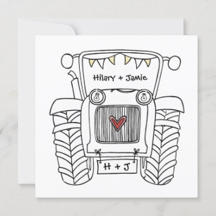 Invitación al tractor de casamiento en el país per