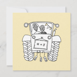 Invitación al tractor de casamiento en el país per
