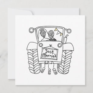 Invitación al tractor de casamiento en el país per