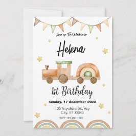 Invitación al tren de 1º cumpleaños