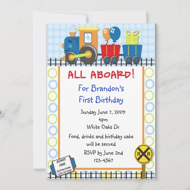 Invitación al tren de cumpleaños (Anverso)