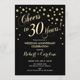 Invitación al trigésimo aniversario de Boda - Negr