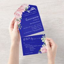 Invitación al Triple evento de Blue Floral RSVP