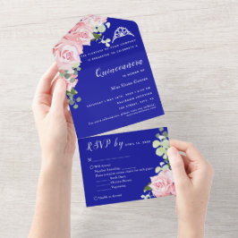 Invitación al Triple evento de Blue Floral RSVP