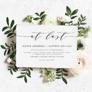 Invitación Al último negro moderno Boda de escritura Minimali
