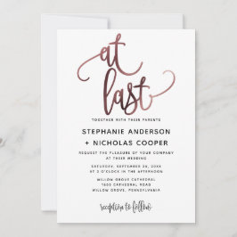 Invitación Al último Rosa negro Boda de tipografía de guiones