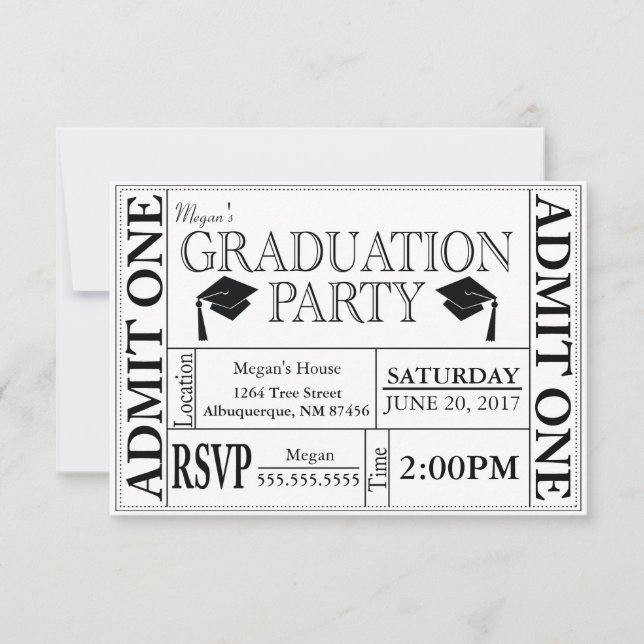 Invitación al vale del partido de graduación (Anverso)