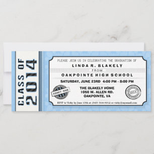 Invitación al vale del partido de graduación azul