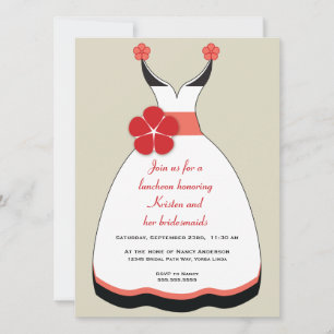 Invitación al vestido Boda dulce rojo y melocotón