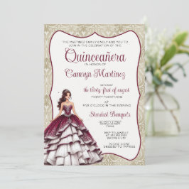 Invitación al vestido Quinceañera de Borgoña