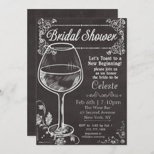 Invitación al vino de Chalk Chalkboard Shower Brid