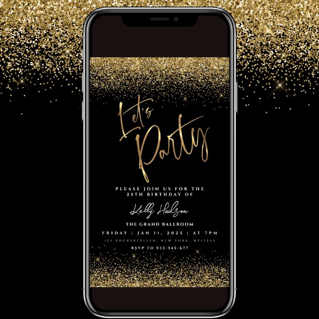 Invitación al volante de cumpleaños Black Gold par (Subido por el creador)