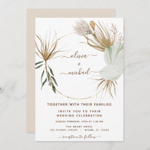 Invitación al volante del Boda tropical Pampas Gra