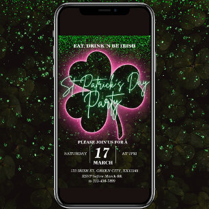 Invitación al volante verde y rosa de St Patrick N