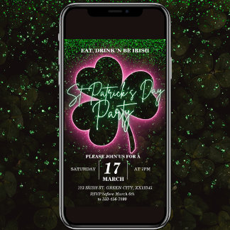 Invitación al volante verde y rosa de St Patrick N