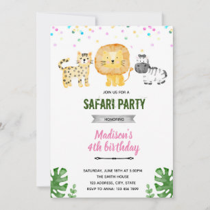 invitación al zoológico safari pastel