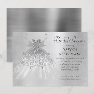Invitación Ala de hadas con traje de plata Relieve metaliza