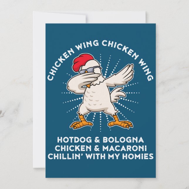 Invitación Ala de Pollo Ala de Pollo Camiseta Letra de Canció (Anverso)