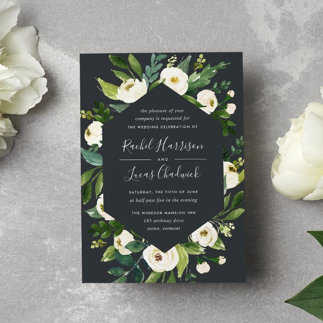 Invitación Alabaster | Boda de marco floral blanco (Subido por el creador)