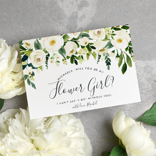 Invitación Alabaster Floral Be my Flower Girl Card