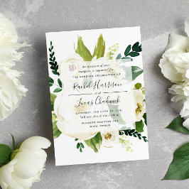 Invitación Alabaster Floral | Boda Botánico Verde y Blanco