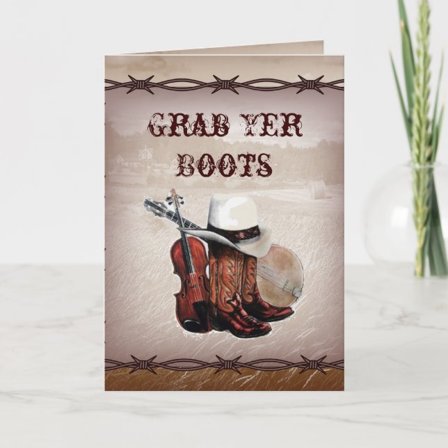 Invitación alambre de púas boda en el país occidental (Anverso)