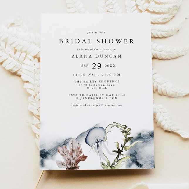 Invitación ALANA Tropical Ocean Coral Beach Bridal (Subido por el creador)