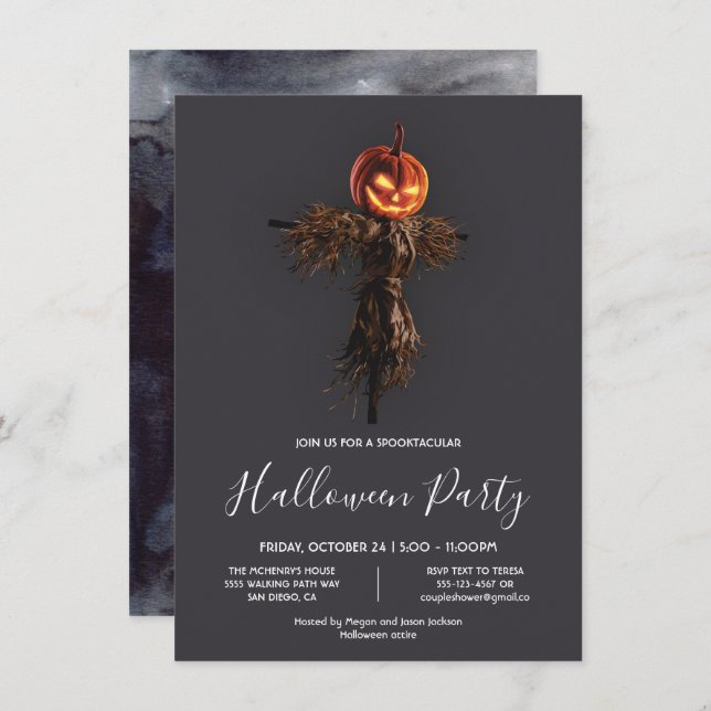 Invitación Alarmante elegante calabaza Fiesta de Halloween de (Anverso / Reverso)