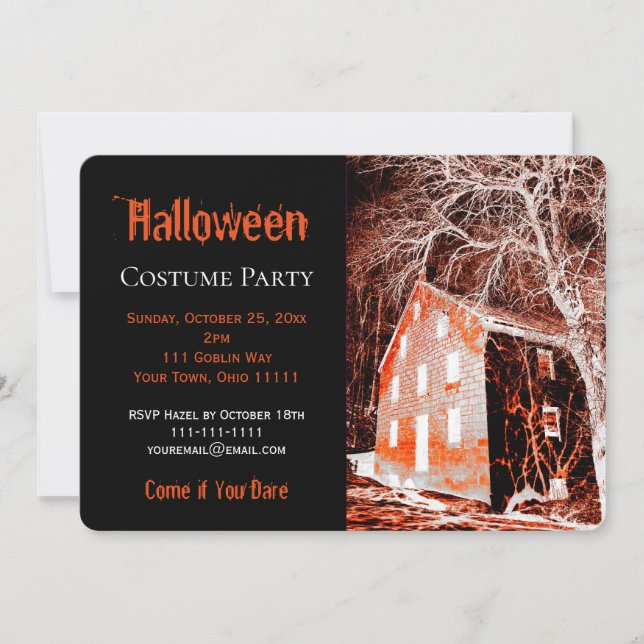 Invitación Alarmante Fiesta de disfraces de Halloween en casa (Anverso)