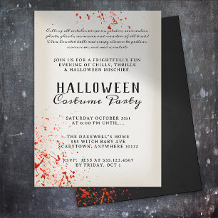 Invitación Alarmante fiesta de Halloween con manchas de sangr